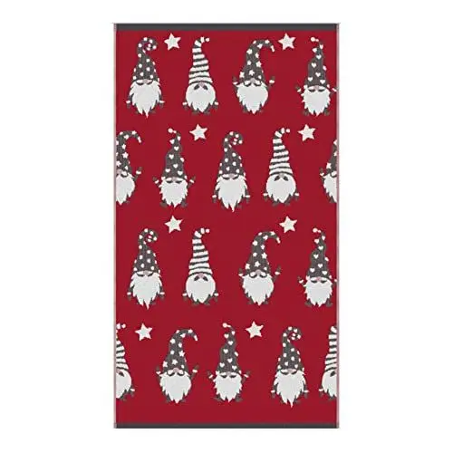 Produktbild: Fusion Badezimmer – Weihnachts-Gonks – 100% Baumwolle Jacquard Set mit 2 Handtüchern – 50 x 90 cm, Rot & Grau