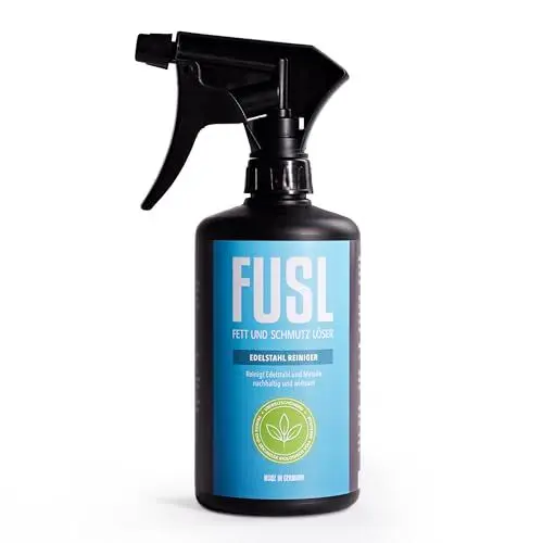 Produktbild: FUSL Edelstahlreiniger 500ml - für Haushalt, Küche, Handwerk & Gastro - Edelstahl Reiniger streifenfrei, effektiv gegen Fett & Schmutz - auch für Aluminium, Chrom, Kupfer – Made in Germany