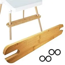 Produktbild: Fußablage für Kinderhochstuhl, Baby Hochstuhl Fußstütze, Abnehmbare Natürliche Bambus Fußstütze mit Rutschfesten Gummiringen, Ergonomisches Design Bambus Trittbrett Tolles Geschenk, 50x8,2x1,9 cm