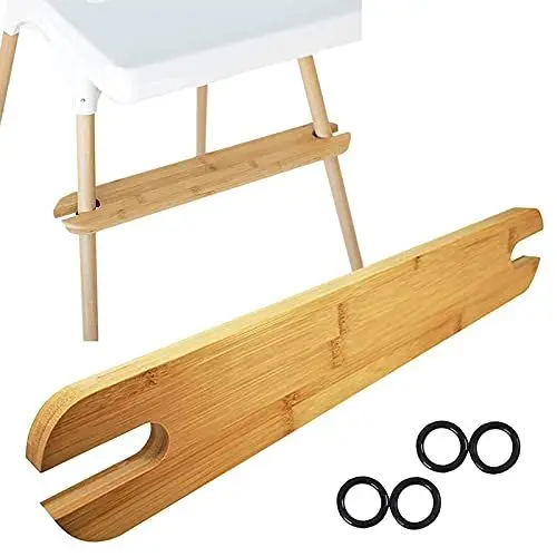 Produktbild: Fußablage für Kinderhochstuhl, Baby Hochstuhl Fußstütze, Abnehmbare Natürliche Bambus Fußstütze mit Rutschfesten Gummiringen, Ergonomisches Design Bambus Trittbrett Tolles Geschenk, 50x8,2x1,9 cm