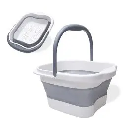 Produktbild: Fußbad Fussbad, Faltbare Tragbare Fußbadewanne mit Griff, Fussbadewanne mit Massage, 480 Massageknoten - Grau