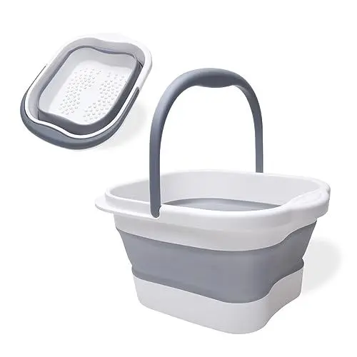 Produktbild: Fußbad Fussbad, Faltbare Tragbare Fußbadewanne mit Griff, Fussbadewanne mit Massage, 480 Massageknoten - Grau