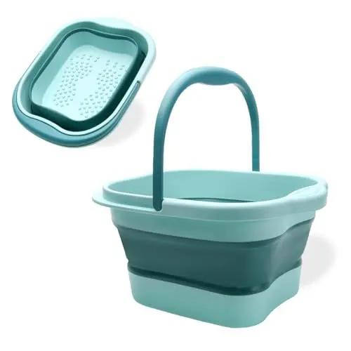 Produktbild: Fußbad Fussbad, Faltbare Tragbare Fußbadewanne mit Griff, Fussbadewanne mit Massage, 480 Massageknoten - grün