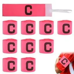 Produktbild: Fußball Kapitänsbinde, 10 Stück Nylon Elastische Armbinde für Fußball Rugby Hockey Netzball, Basketball Spielerbinden Kapitän C-Wort Armbinde Rosa Kapitänsbinde für Erwachsene Jugend Gruppenspiele