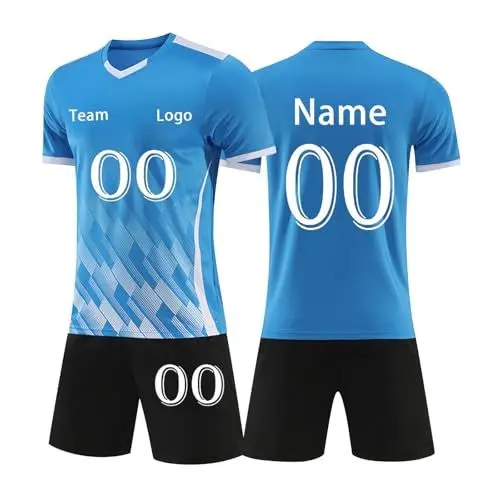 Produktbild: Generisch Personalisierte Fussball Trikot Set für Herren Und Kinder Fußball Trikots Selbst Gestalten Fußballtrikot Bedrucken Lassen Sportanzug Sport Fußballdress mit Name Nummer Team Logo Rosa XL