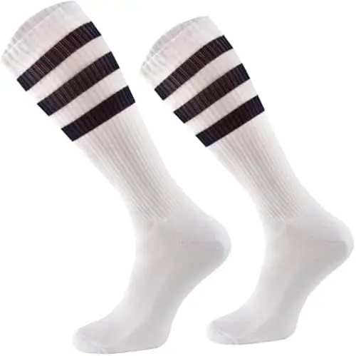 Produktbild: Fussballgott Fankurve Socken weiß | Sportsocken | Coole und bequeme Baumwollsocken in zwei Längen | Farbe: Weiß - Streifen | Größe: 43-46