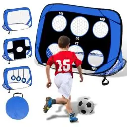 Produktbild: Fussballtore für Garten Kinder,4 in 1 fußballtor Kinder,Pop Up Fussballtor Trainer Torwand mit Tragetasche,Fussball Tor Geschenk für Kinder ab 6–12 Jahren,Garten, Indoor, Outdoor