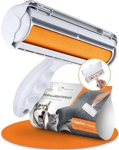 Produktbild: FusselMonster® ( Tierhaarentferner ) Fusselrolle für Hunde & Katzen entwickelt für effektive Reinigung von Sofa, Teppich, Auto I Wiederverwendbarer Katzenhaarentferner I Fusselrolle Tierhaare (weiß)