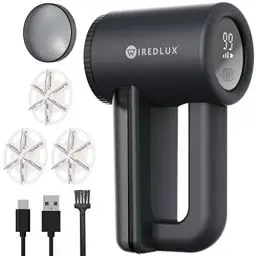 Produktbild: Fusselrasierer Elektrisch WiredLux - Wiederaufladbarer Fusselentferner für Kleidung & Möbel - Einstellbare 3-Fach Geschwindigkeit, 6-blättrige Klinge, LED-Anzeige, USB-Aufladung (Schwarz)