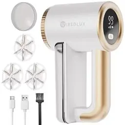 Produktbild: Fusselrasierer Elektrisch WiredLux - Wiederaufladbarer Fusselentferner für Kleidung & Möbel - Einstellbare 3-Fach Geschwindigkeit, 6-blättrige Klinge, LED-Anzeige, USB-Aufladung (Weiß)