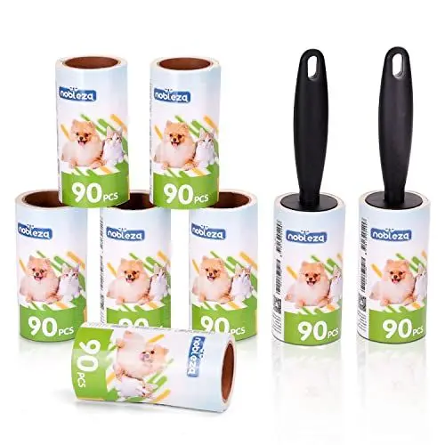 Produktbild: Fusselrolle Extra Klebrig 720 Blatt Tierhaarentferner Fusselroller Kleidung Sofa Bett und Autositz Fusselroller für Tierhaare Katzenhaare Hundehaare Staub Fussel 8 Rollen mit 2 Abroller