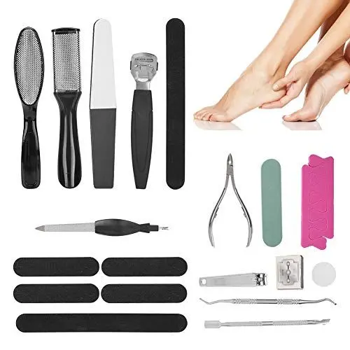 Produktbild: Hornhautentferner Set Pediküre Kit, Fußfeile Rasierer Edelstahl 20pcs, Fußpflege Werkzeug für Hornhaut entfernen und Fußpeeling