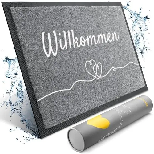 Produktbild: Fußmatte innen (waschmaschinenfest) in perfekter Größe für die Haustür. Fußmatte willkommen 40x60 fußmatte waschbar fussabstreifer innenbereich fußabtreter innen fussmatten haustür eingangsmatte