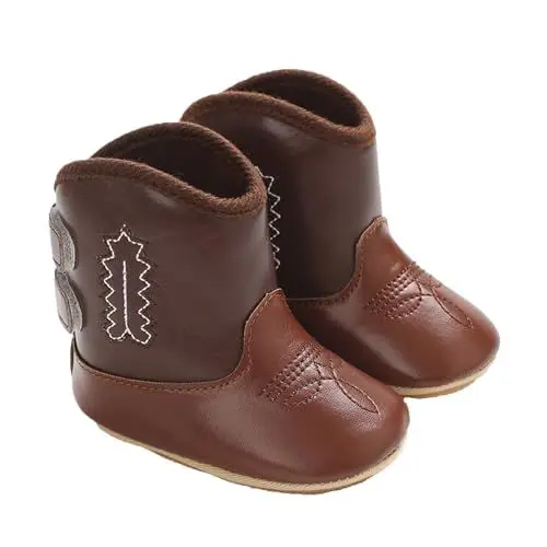 Produktbild: Fußüberzieher Baby Cowboy Bootie Soft Sole Non Slip Shoes for Baby Infant Toddler Girls Boys Newborn Strampler Junge 86 (Coffee, 19 Infant)