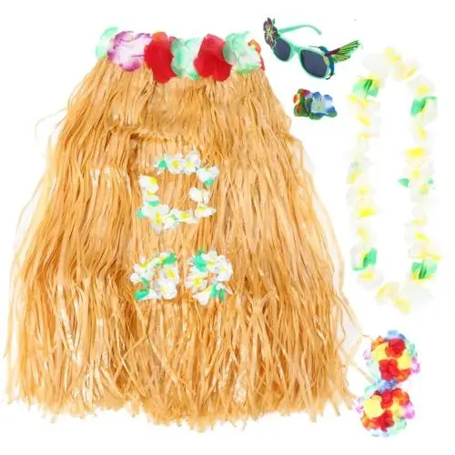 Produktbild: FUTUREORYY 1 Satz Hawaiian Party Dekorationsset mit Blumenkranz Haarspangen und Sonnenbrille Teiliges Kostümzubehör für Strandpartys Luau Sommerfeiern und Gartenveranstaltungen