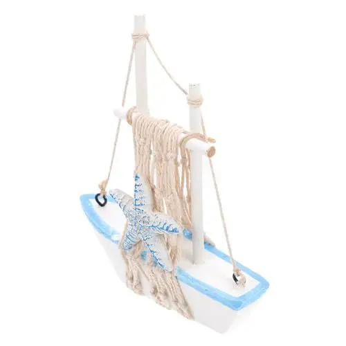 Produktbild: FUTUREORYY 1 Stück Holz Segelboot Dekoration Mediterranes Schiff Modell für Zuhause Büro Geschenkideen Kreative Ornamente für Fotoecken Strand und Restaurant