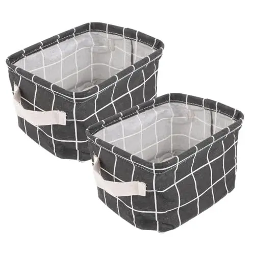 Produktbild: FUTUREORYY 2 Stück Aufbewahrungskörbe aus Baumwoll Leinen mit Griff Vielseitiger Organizer für Kosmetik Schreibtisch und Haushalt Praktische Sundry Container für Ordnung im Wohn und