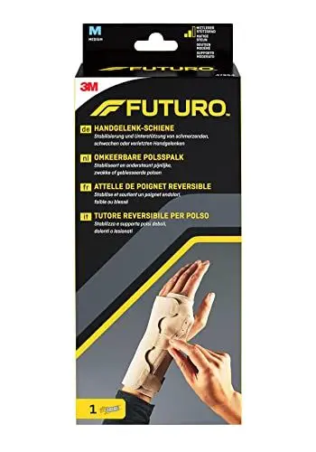 Produktbild: FUTURO Handgelenk-Schiene, Größe M (15,9 - 19,0 cm) – Unterstützung von Steifen, Schwachen oder Verletzten Handgelenken - Passt für Linke oder Rechte Hand, Atmungsaktiv