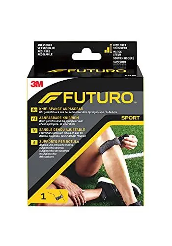 Produktbild: FUTURO Knie-Spange, verstellbar (31,8–44,5 cm) – Druckpelotte für gezielten Druck, bei Läuferknie und Tendinitis, Leicht und Atmungsaktiv, für Alltag und Sport