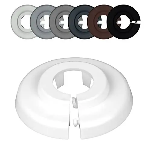 Produktbild: FUX 20 Stück Einzel Heizungsrohr Rosette, verschiedene Größen, Rohrabdeckung, Abdeckrosetten, Heizung, Verkleidung, Heizkörper Rosetten, weißes Polypropylen, weiss (16mm)
