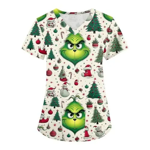 Produktbild: FUXINGHUAYA Black Friday Angebote 2024 Halloween Krankenschwester Kostüm Weihnachten Kasack V-Neck Pragmatisch Brachliegen Krankenpfleger Kleidung Weihnachts Berufskleidung S