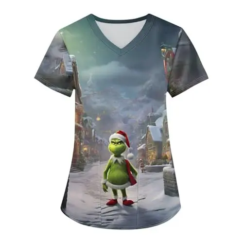 Produktbild: FUXINGHUAYA Black Friday Angebote 2024 Kasaks Altenpflege Damen Weihnachten Kasack V-Neck Pragmatisch Brachliegen Krankenpfleger Kleidung Weihnachts Berufskleidung Atmungsaktiv XXL