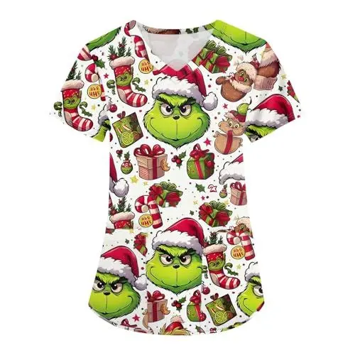 Produktbild: FUXINGHUAYA Black Friday Angebote 2024 Halloween Kostüm Sexy Weihnachten Kasack V-Neck Pragmatisch Brachliegen Krankenpfleger Kleidung Weihnachts Berufskleidung Atmungsaktiv L