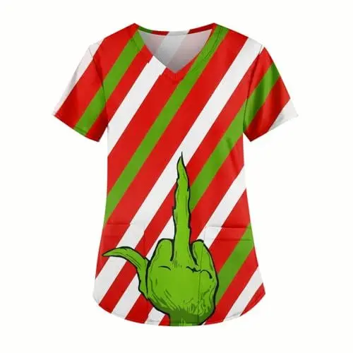 Produktbild: FUXINGHUAYA Black Friday Angebote 2024 Sexy Halloween Kostüm Weihnachten Kasack V-Neck Pragmatisch Brachliegen Krankenpfleger Kleidung Weihnachts Berufskleidung Atmungsaktiv 5XL