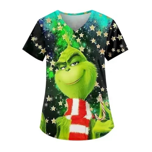 Produktbild: FUXINGHUAYA Black of Friday Angebote 2024 Arzt Kostüm Weihnachten Kasack V-Neck Moden Brachliegen Krankenpfleger Kleidung Weihnachts Berufskleidung Atmungsaktiv Schlupfkasacks Uniform Mit Taschen