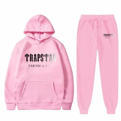 Produktbild: FUXINGHUAYA Y2K Hoodie Trapstar Jogginganzug, Lose Bedrucktes Sweatshirt-Set Mit Kapuze Aus Plüsch Damen/Herren Tracksuit 2 Piece Y2K Hip Hop Streetwear Atmungsaktiv Und M