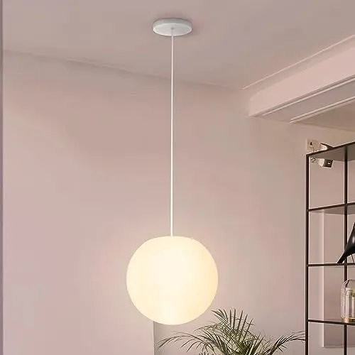 Produktbild: FUYO LED Pendelleuchte 25cm Dimmbare Hängelampe Smart Kugelleuchte mit RGB Farbwechsel, Fernbedienung&App-Steuerung, Tischleuchte Kugellampe für Innen Außen Schlafzimmer Wohnzimmer Garten