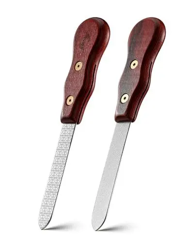Produktbild: FVION 2pcs Profi Nagelfeilen mit Holzgriff - Hochwertige Metallfeile für Maniküre und Pediküre - Doppelseitig Fein Grob Nagelfeile Nagelpflege für Hände und Füße, Nagellack Werkzeug (ROT)