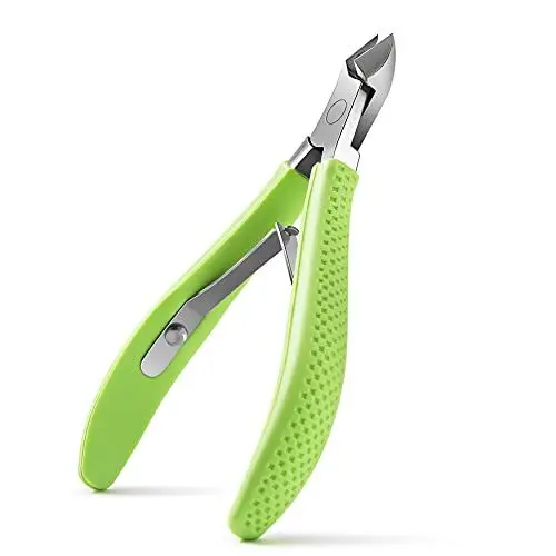Produktbild: FVION Nagelhautzange Profi Hautzange, Scharf Nagelhautschere Edelstahl Nagelhautentferner Fein zur Entfernung Nagelhautschneider mit Silikongriff für Maniküre (9mm) Grün