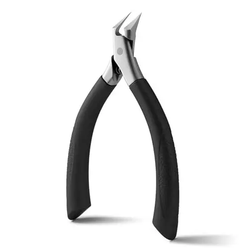 Produktbild: FVION Nagelzange Gerade Klinge für Eingewachsene Fußnägel und Fingernäge, Edelstahl und Scharfe Spitze Eckenzange Fußpflege, Nagelschere für Starke Fußnägel (Schwarz)
