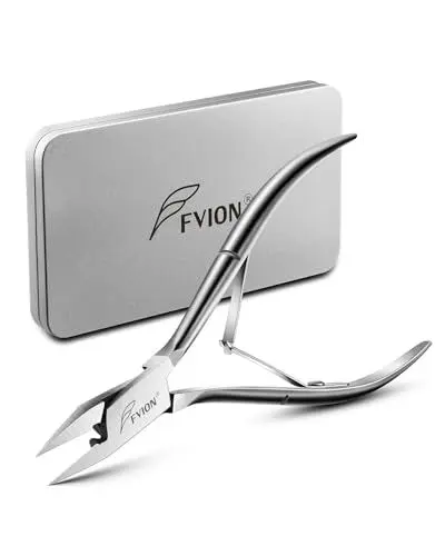 Produktbild: FVION Nagelzangen für Fußnägel Profi mit Gerade Klinge - Nagelzange Eckenzange Fußpflege Spitz, Fussnagelzange für eingewachsene Fußnägel und Fingernäge (Silber)