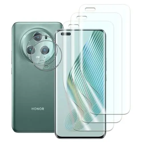 Produktbild: FWang (3+2 Stück) TPU Displayschutzfolie kompatibel mit Honor Magic5 Pro und Kamera Temperglas,Fingerabdruck-Unterstützung,kratzfest,blasenfrei,HD Schutzfolie