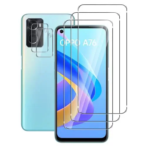 Produktbild: FWang (3+2 Stück) Temperglas Schutzfolie für OPPO A76 und Kamera Schutzfolie,9H Härte,kratzfest,blasenfrei,HD Displayschutz