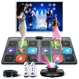 Produktbild: FWFX Elektronische Tanzmatte für TV - Doppeltes/Einfaches Drahtloses Tanzkissen mit HD-Kamera, Familientanzspiele für Kinder und Erwachsene, Geburtstags Jungen & Mädchen…
