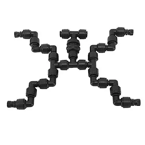 Produktbild: F&Y Einstellbare Nebelkühlsystem-Düse, 360-Grad-Regenwald-Nebelmaschine, Nebelmaschine, 4 Köpfe, Schwarz
