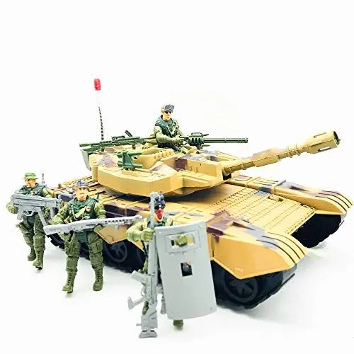 Produktbild: Fycooler Gepanzerte Kampffahrzeuge Armee Panzer Spielzeug,Kinder Militär Panzer Modell Spielzeug Kampfpanzer mit Figur-Modellbausätze militär Figuren 1/18