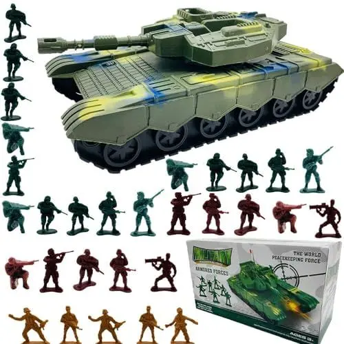 Produktbild: Fycooler Militär Spielzeug Panzer Armee Sets , Militär Kinder Spielzeug Panzer Militärtransportpanzer mit 30pcs - Militärsoldaten Jungen Battle Geschenkbox-Set Trägheitsantriebstank für Kinder Jungen