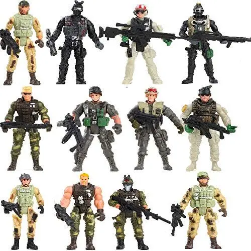 Produktbild: Fycooler Special Forces Armee Männer Kampf SWAT Soldat Actionfiguren Spielzeugsoldaten mit Militärwaffen abnehmbar und Zubehör Arm Beine Körper verstellbar Kinder Best Toys Actionfiguren (10cm)