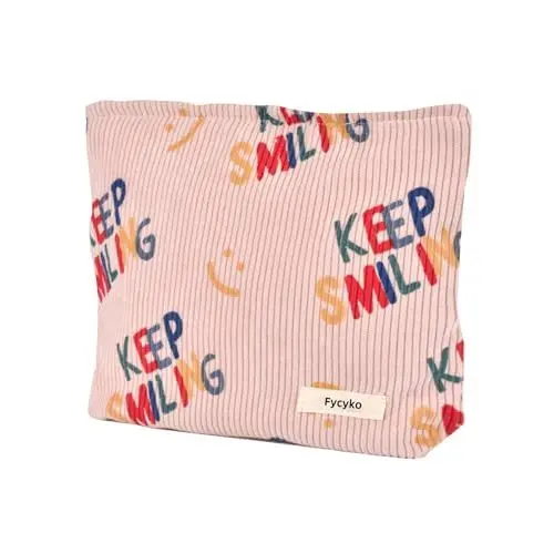 Produktbild: Fycyko Kosmetiktasche Reise, Tragbare Kulturbeutel Kinder Lächeln Waschtasche Organizer Smile Muster Make-up Tasche Multifunktionaler Kulturbeutel Herren Reisen Kulturtasche für Damen Mädchen - Rosa