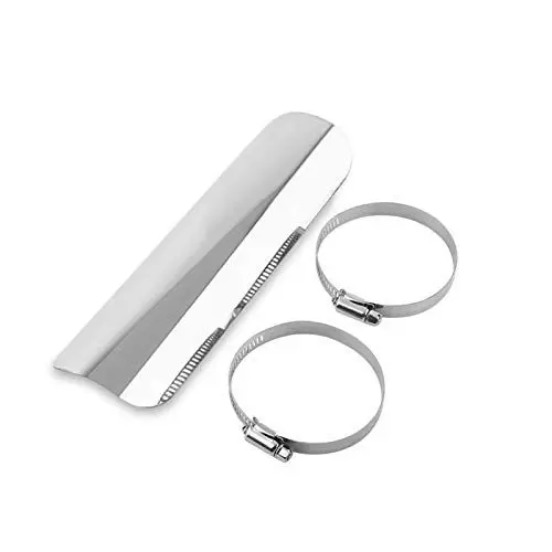 Produktbild: Fydun Motorrad Auspuffrohr Hitzeschild Universal Metallstah Motorrad Auspuff Hitzeschild Schalldämpfer Staight Cover Abdeckung Fersenschutz (Silber)