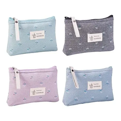Produktbild: Fyfjur 4 Stück Make-up-Taschen Klein Reise-Kosmetiktasche, Federmäppchen, Tragbare Kulturbeutel Schönheitsbeutel-Tasche, Reise-Waschbeutel für Frauen und Mädchen