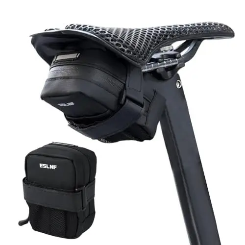 Produktbild: Fyfjur Mini Satteltaschen für Fahrrad, Kompakte Tragbare Fahrradtasche Sattel wasserdicht mit Netztasche, Reflektierende Satteltasche Rennrad für Rennräder Mountainbikes Citybikes (11x8x4cm)