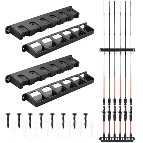 Produktbild: Fyfjur Rutenständer Angelrutenhalter, 2 Paar Angelrutenständer Wandhalterung, Angelrutenhalter Wand Vertikal, Rutenhalter Wand für 12 Ruten, Rutenhalter Wandhalterung