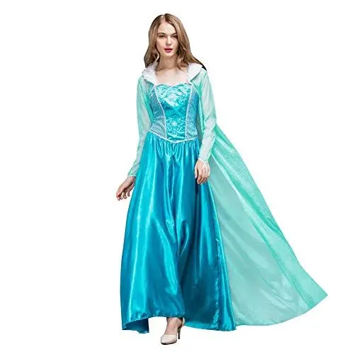 Produktbild: FYMNSI Damen ELSA Aschenputtel Kost?m Kleid K?nigin Prinzessin Langes Abendkleid Cinderella Fasching Cosplay Karneval Verkleidung Halloween Weihnachten Partykleid Festkleid Ballkleid Blau 2XL