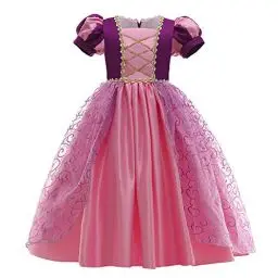 Produktbild: IWEMEK Mädchen Cosplay Kleid Rapunzel Prinzessin Kostüm Kinder Grimms Märchen Halloween Karneval Partykleid Geburtstag Faschingskostüm Festkleid Fancy Dress Up Violett 07 6-7 Jahre