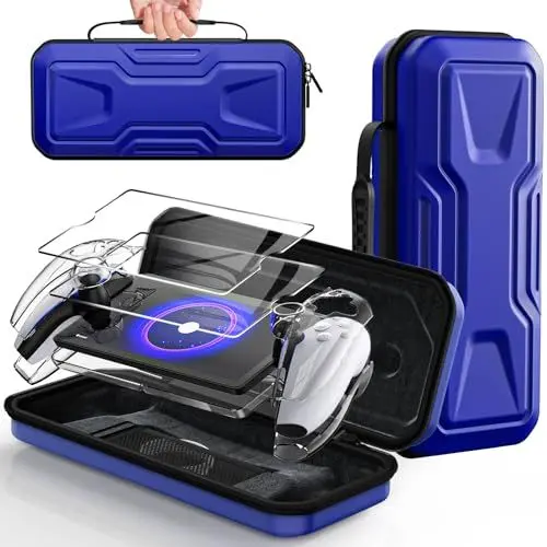 Produktbild: FYOUNG Tasche Zubehör für Playstation Portal, Full Protection Bundle mit Schutz Glas Bildschirmschutz, klare Hülle, Hartschale Portable Reisetasche für PSP Remote Player- (Blau)